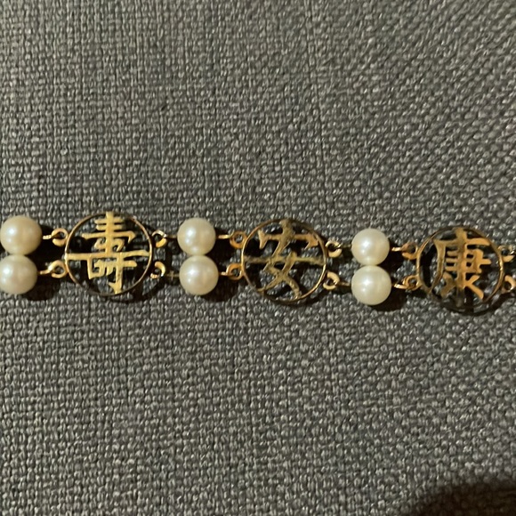 Vintage bracelet, gold plated with pearls - Picture 3 of 4